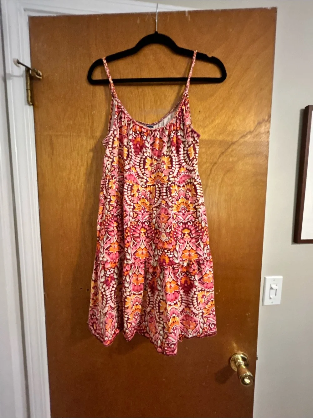 Old Navy Pink & Orange Floral Spaghetti-Strap Dress